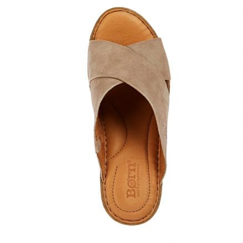 Born Nora Handcrafted Leather/Suede Wedge Sandal - Size: 8 - NIB